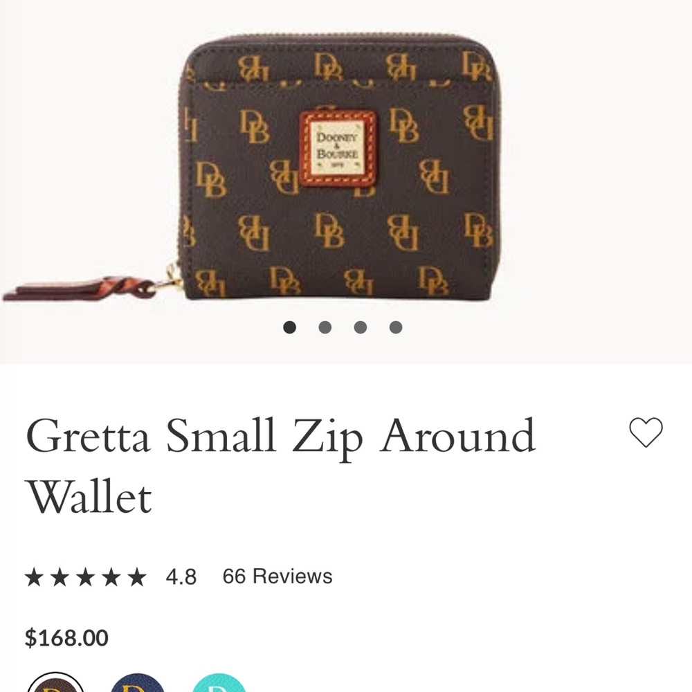 Dooney & Bourke Brown and Gold Zip Wallet